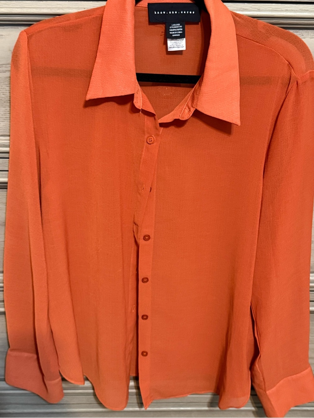 Burnt Orange Sheer Button Down Shirt